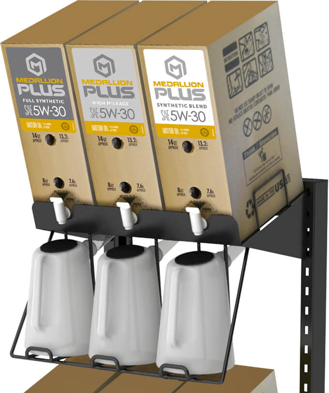 Medallion Plus Bag-in-a-box packaging display
